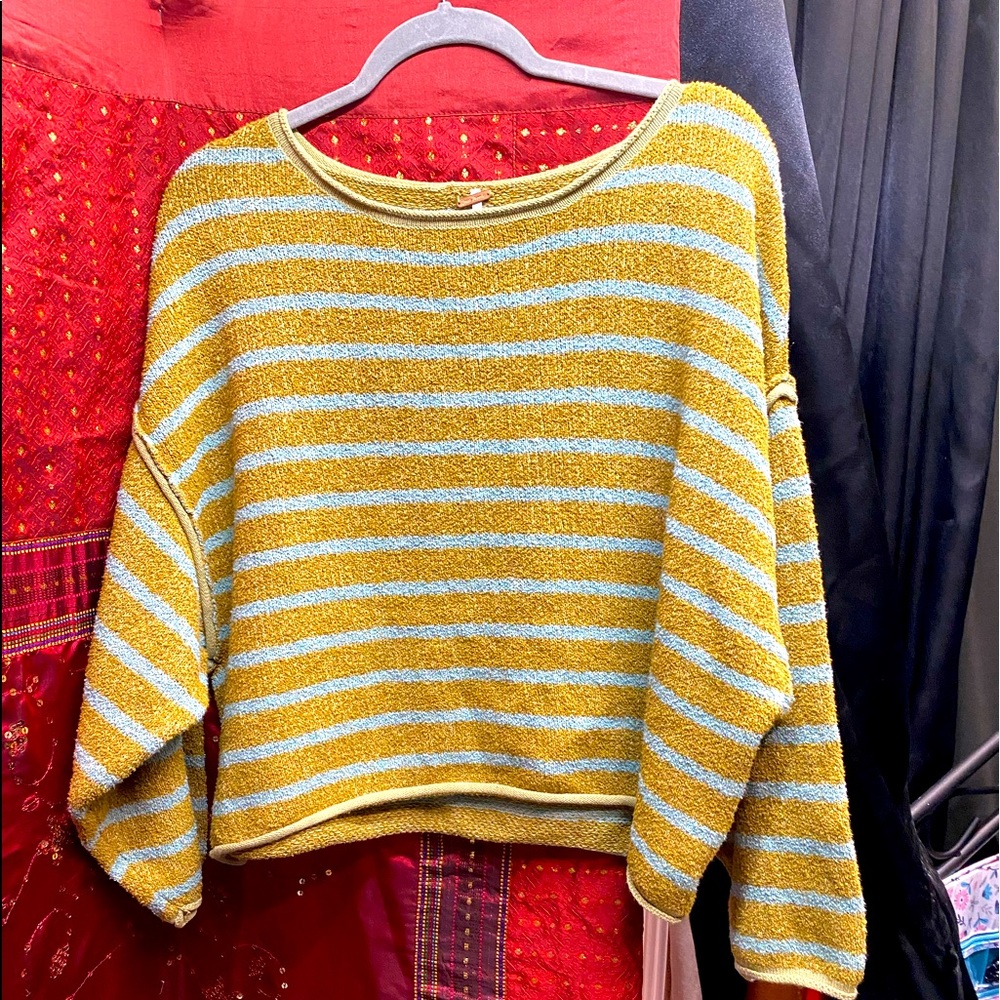 Free People Bardot Green knit Sweater